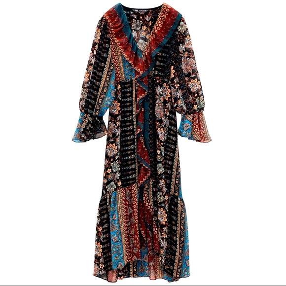 Zara Dresses & Skirts - Patchwork Print Dress